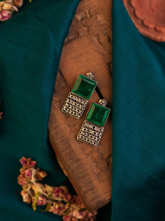 Green Temple Kempstone Silver Studs