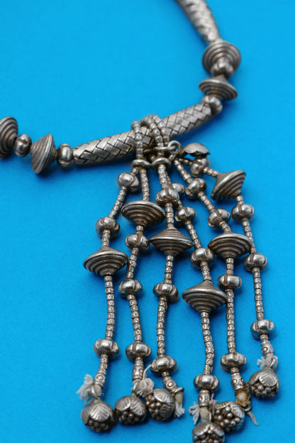 Silver Tribal Beaded Necklace
