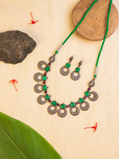 Green Kempstone Temple Necklace Set