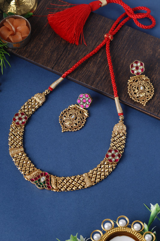 Kundan South Temple Necklace Set