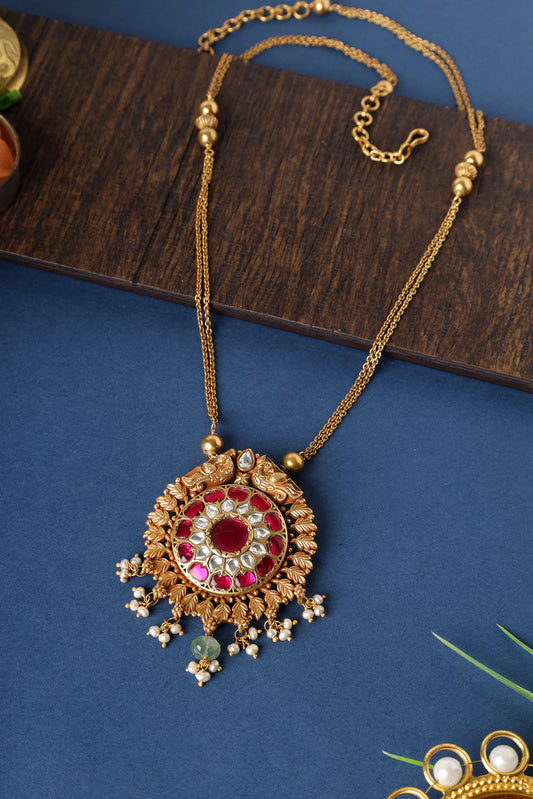 Kundan Peacock Pendant Necklace