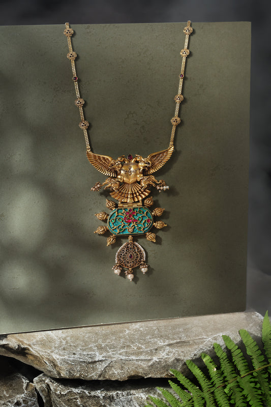 Kundan Turquoise Long Pendant Necklace