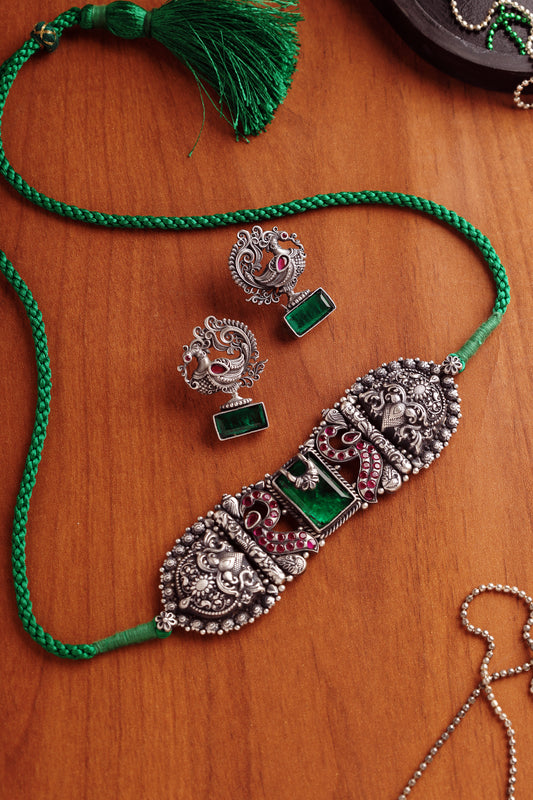 Green Temple Peacock Choker Set