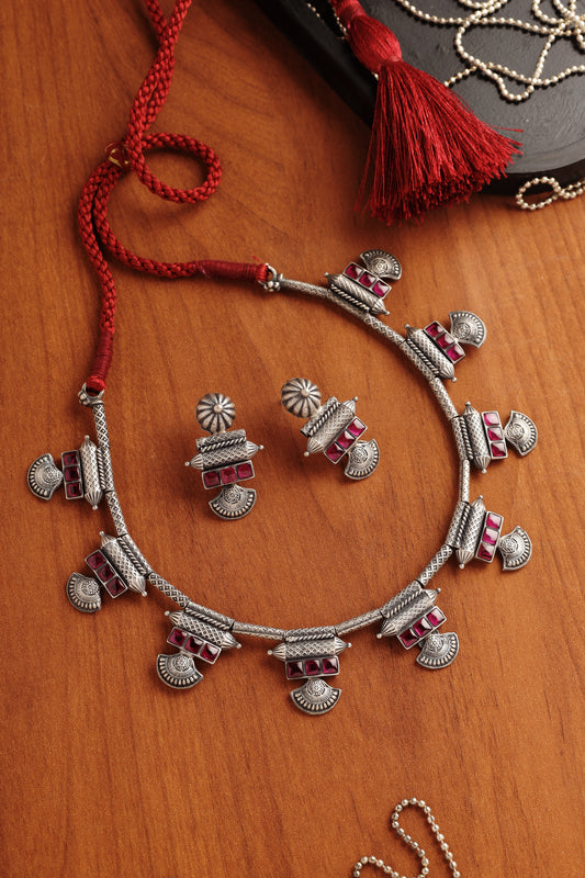 Pink Temple Tribal Necklace Set