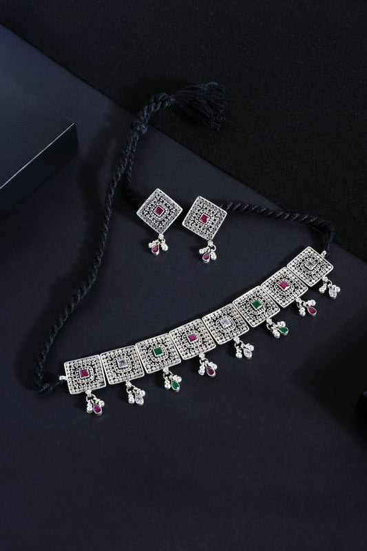 Square Cut Stone Choker Set