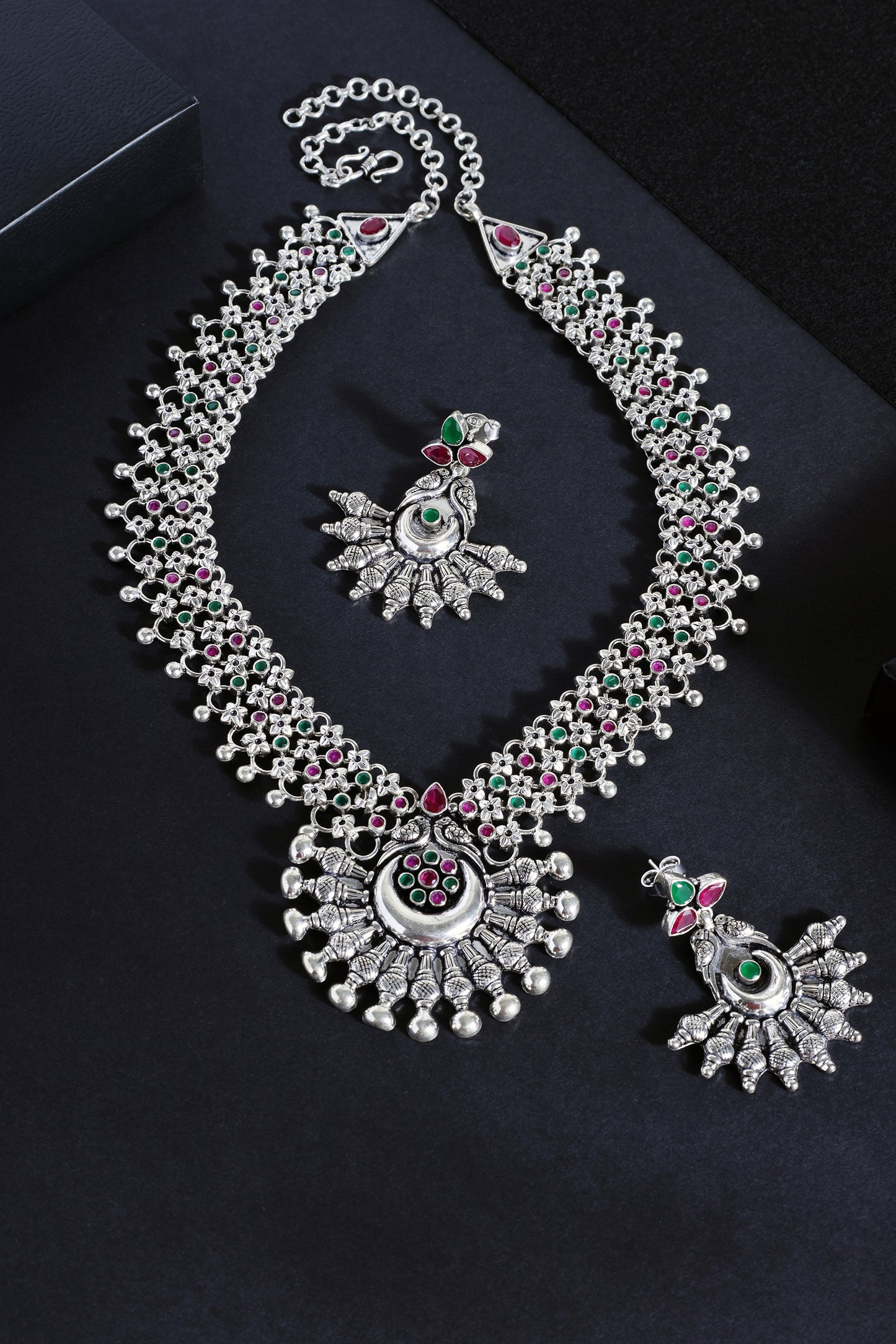 Tribal Long Cut Stone Necklace Set