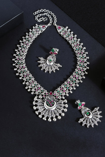 Tribal Long Cut Stone Necklace Set