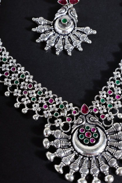 Tribal Long Cut Stone Necklace Set