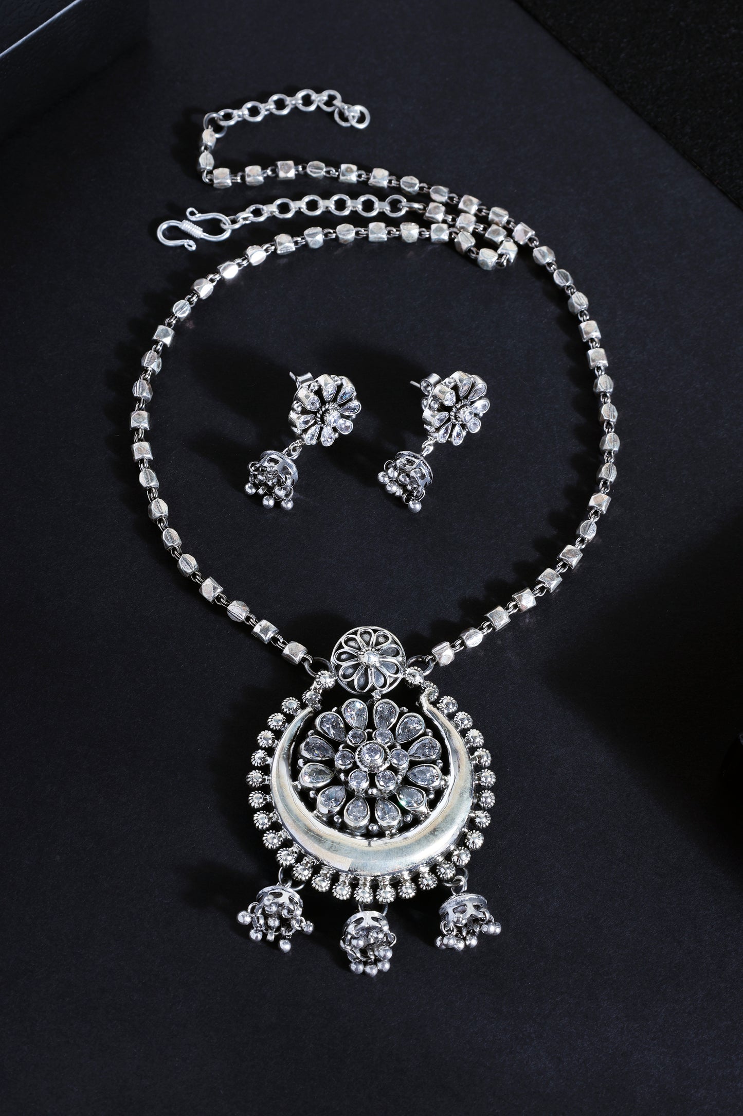 CZ Chaand Pendant Necklace Set