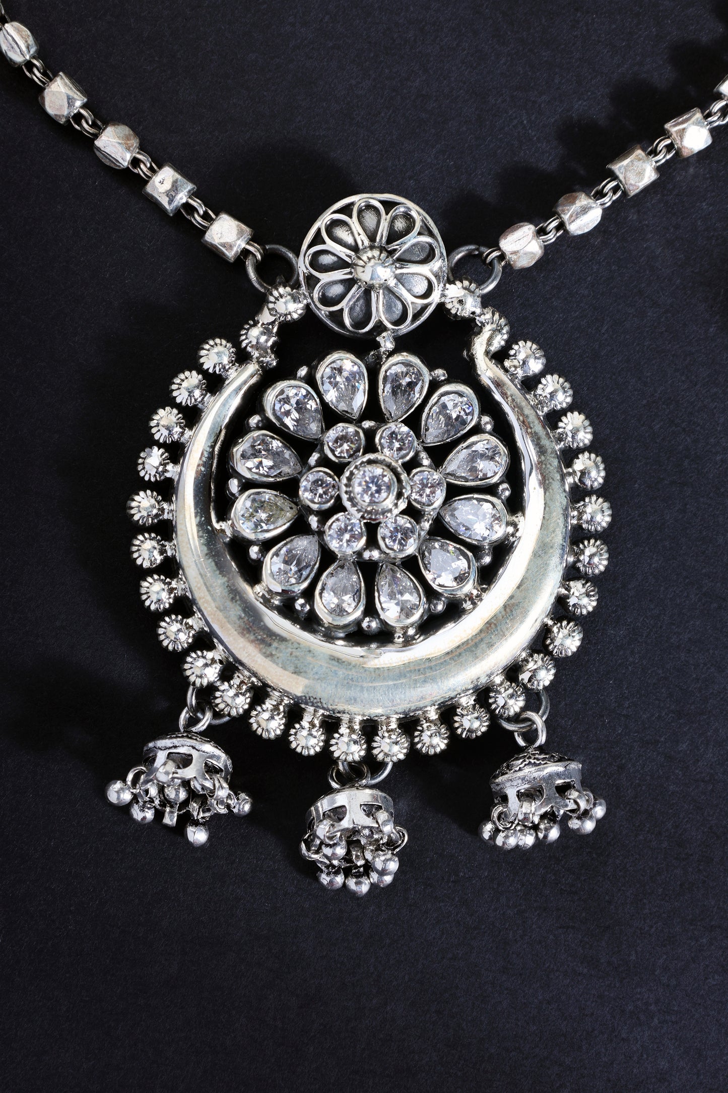CZ Chaand Pendant Necklace Set