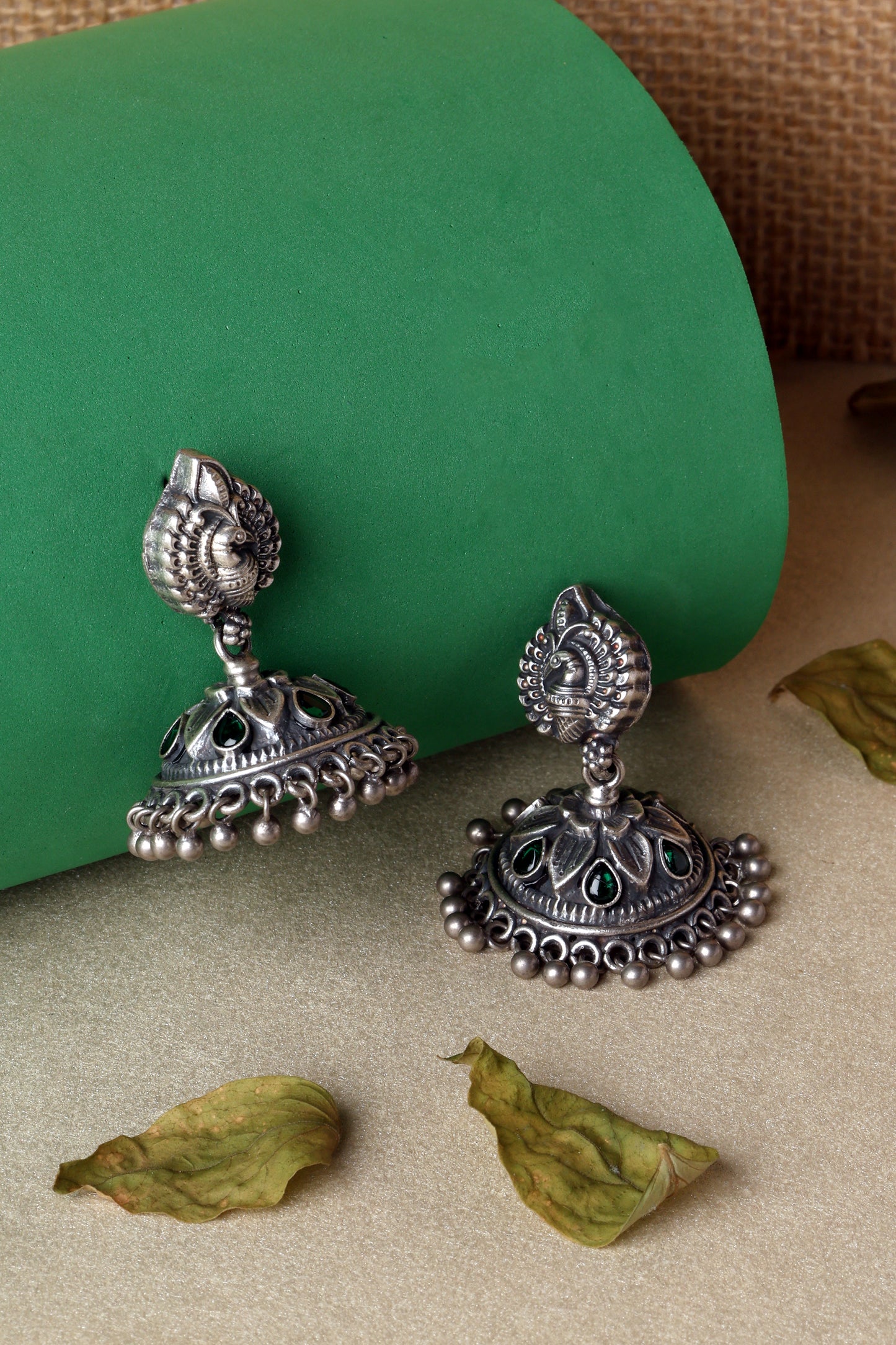 Shell Temple Floral Jhumka