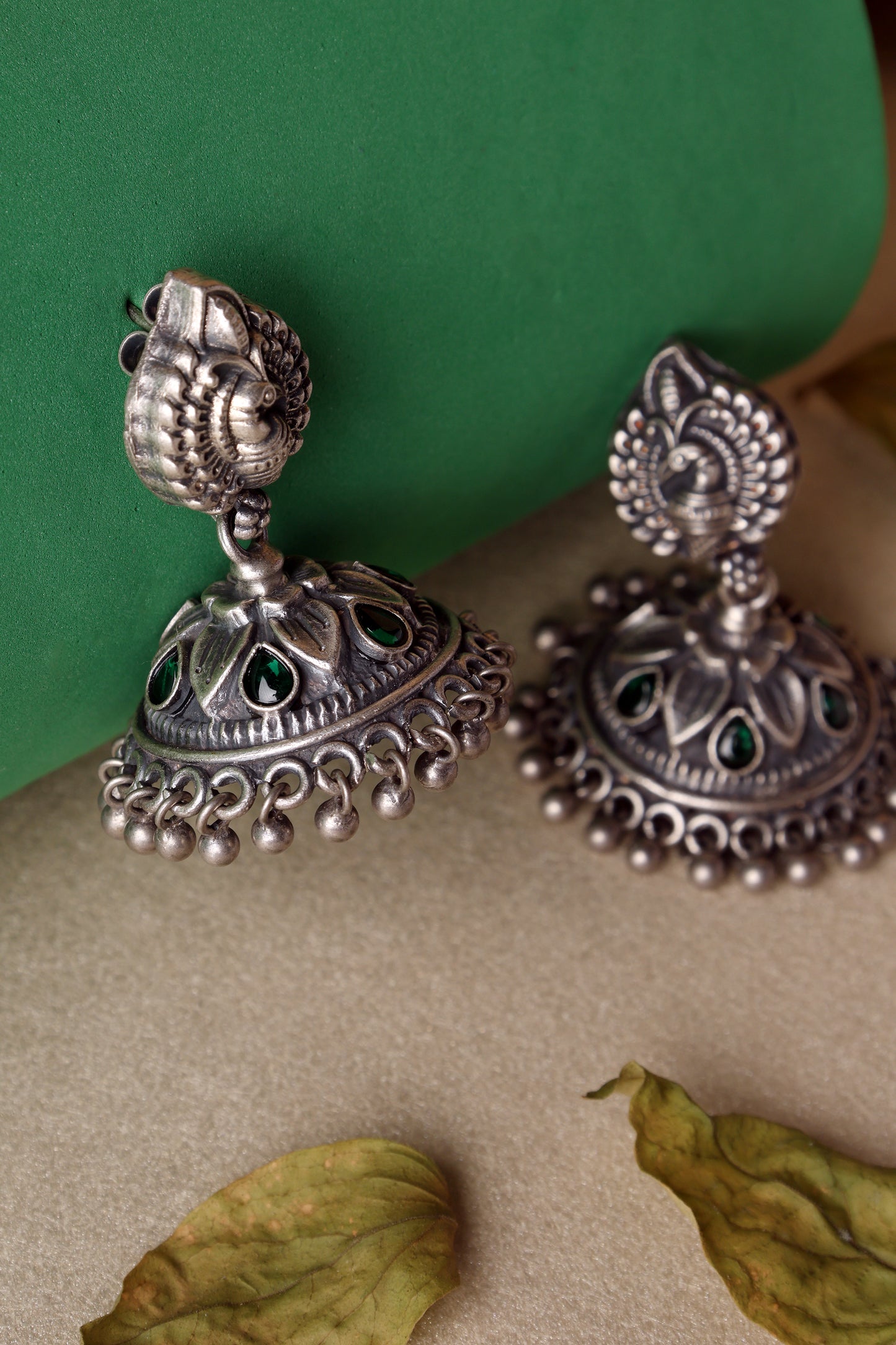 Shell Temple Floral Jhumka