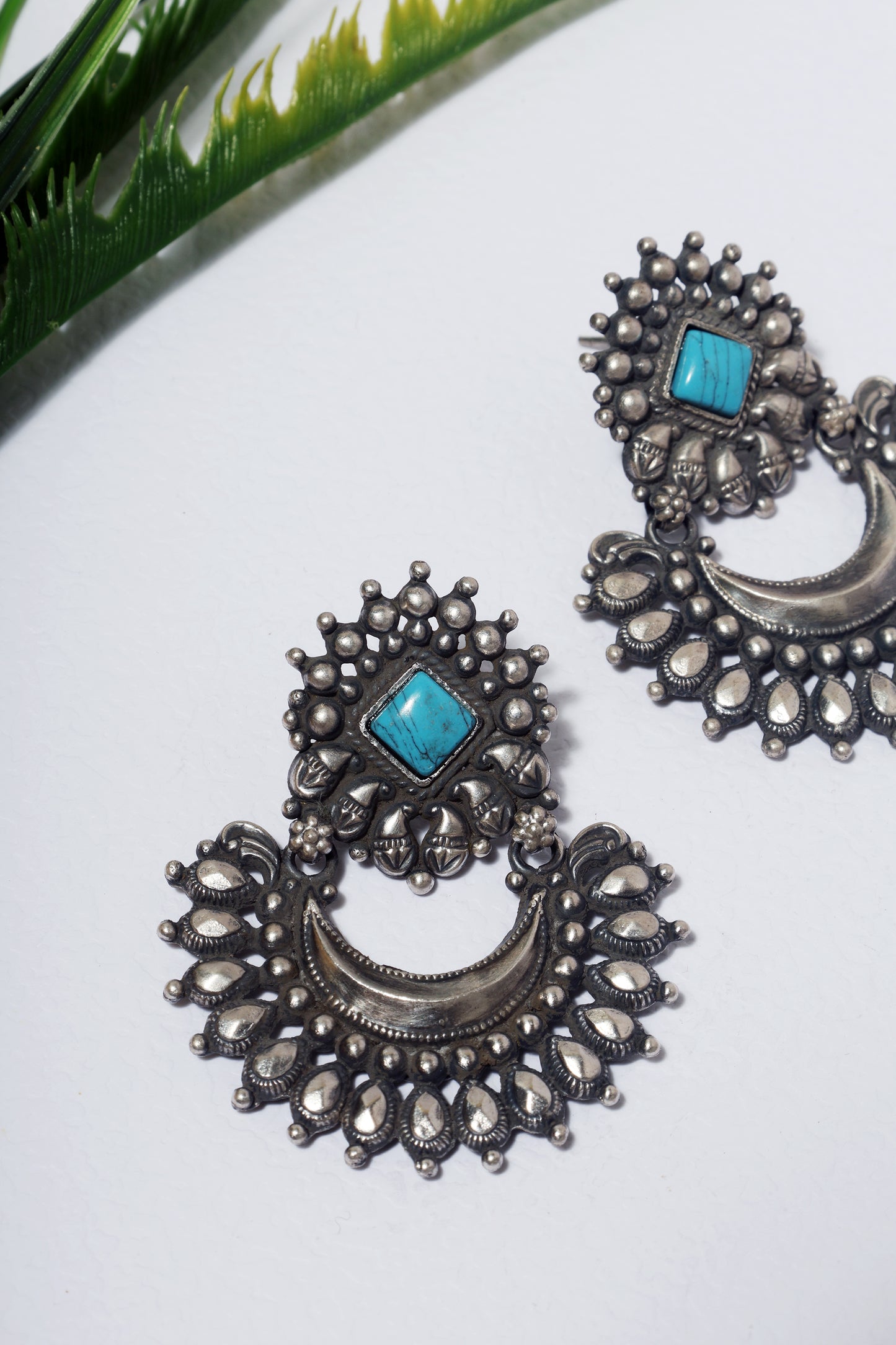 Blue Temple Silver Earrings