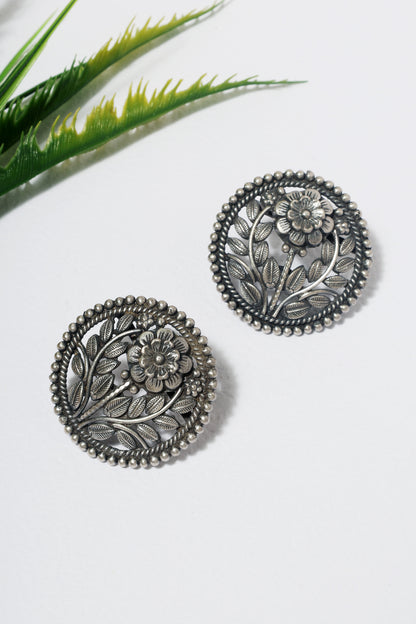 Temple Floral Silver Studs