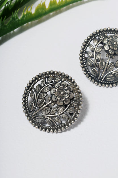 Temple Floral Silver Studs